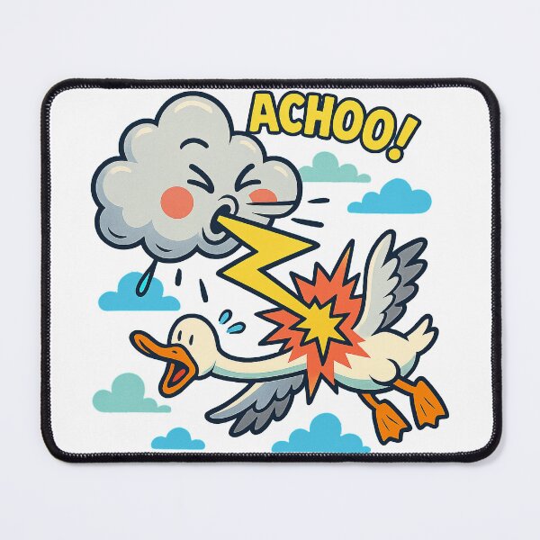 Item preview, Sneezing Cloud Lightning Zap Duck designed and sold by Young Design Lab.