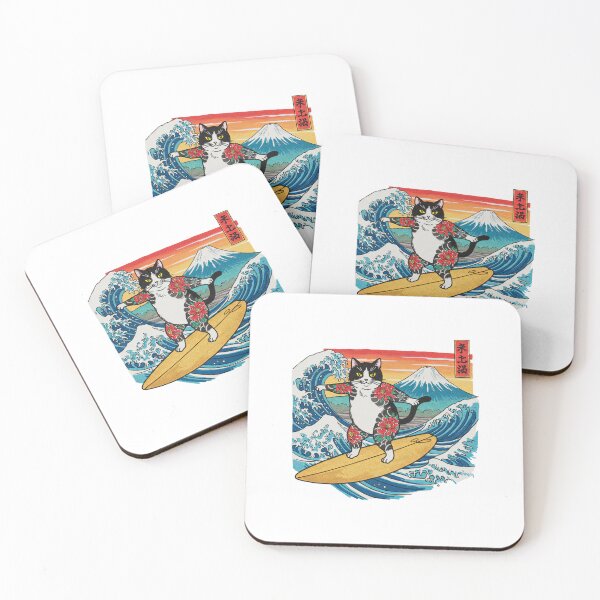 Item preview, Samurai Cat Surfing The Great Wave designed and sold by TeeARTHY.