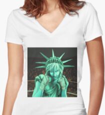 Lady Liberty Fighting for the People Women's Fitted V-Neck T-Shirt