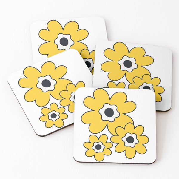 Item preview, Retro Yellow Flowers with Bold Black Centers designed and sold by ArtfulWeave.