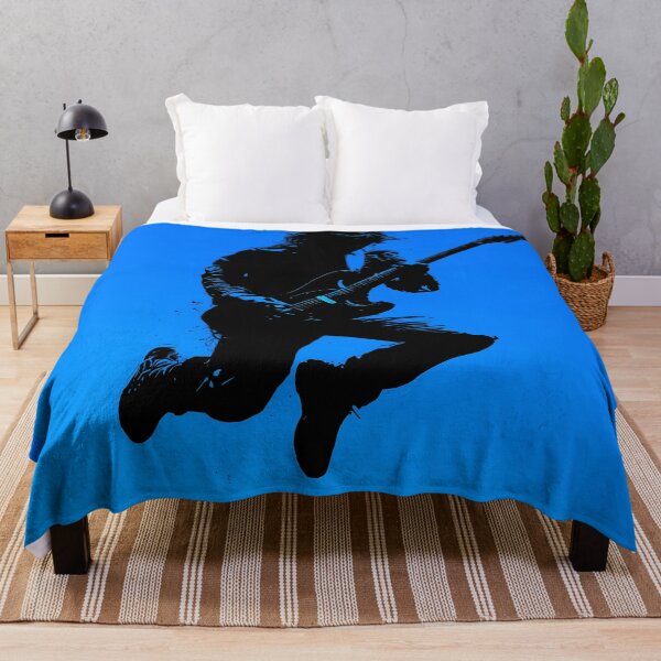 Item preview, Rock Guitarist Silhouette – Blue Background Music Poster designed and sold by Moisky Art.