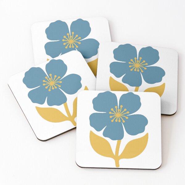 Item preview, Simple Blue Flower with Yellow Stem and Leaves designed and sold by ArtfulWeave.