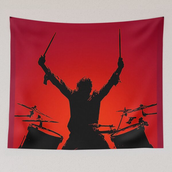 Item preview, Drummer Silhouette on Red – Rock Music Poster designed and sold by Moisky Art.
