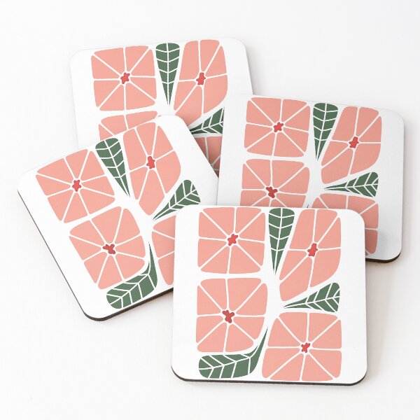 Item preview, Stylized Pink Petal Flowers with Green Leaves designed and sold by ArtfulWeave.