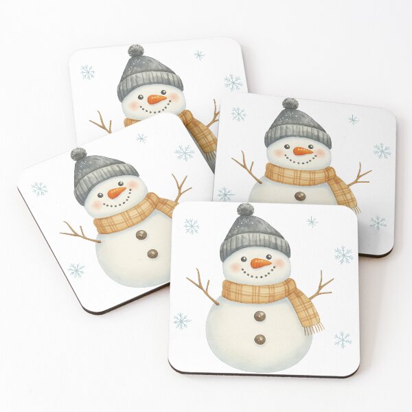 Item preview, Cute Snowman with Scarf and Winter Hat Illustration designed and sold by ArtfulWeave.