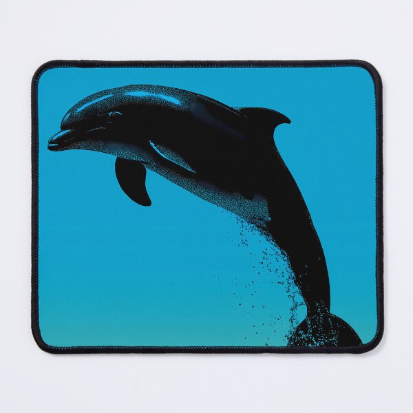 Item preview, Dolphin Silhouette Jump – Ocean Blue Minimalist Poster designed and sold by Moisky Art.