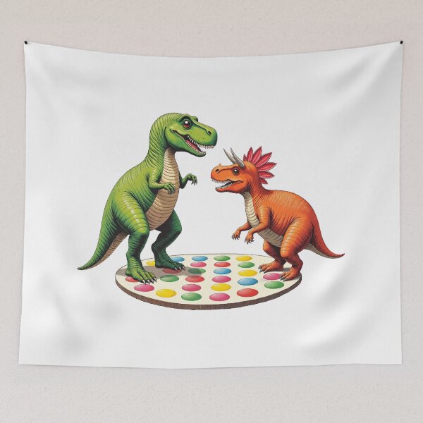 Item preview, Dinosaurs Playing Twister Game Funny designed and sold by TeeARTHY.