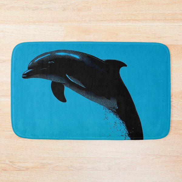 Item preview, Dolphin Silhouette Jump – Ocean Blue Minimalist Poster designed and sold by Moisky Art.