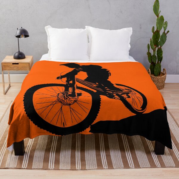 Item preview, Mountain Biker Silhouette – Orange Background Extreme Sport Poster designed and sold by Moisky Art.