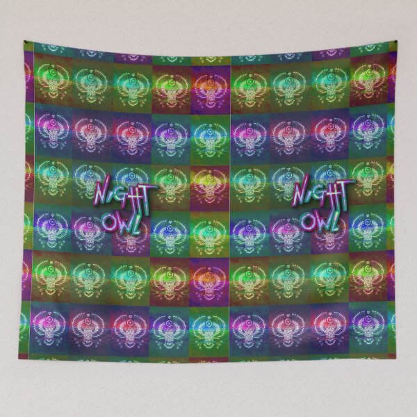 Item preview, Night Owl Neon Party People Technicolor Pattern designed and sold by FestDrip.