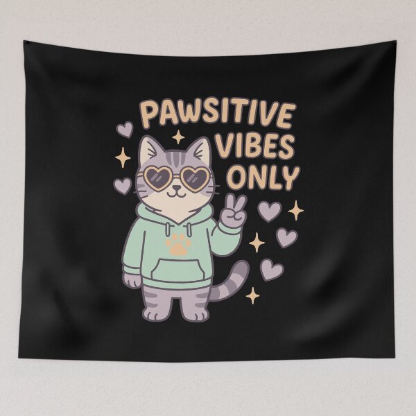 Item preview, Pawsitive Vibes Only Cat Quote  designed and sold by WhiskerlyGfx.