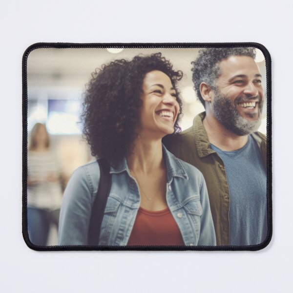 Item preview, Middle aged couple shopping in grocery store aisle, soft focused background copy space, AI generated designed and sold by dvoevnore.