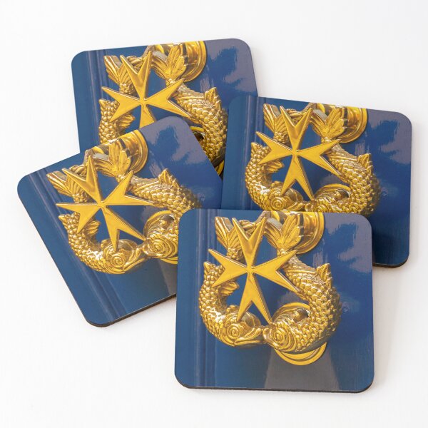 Item preview, Golden Door Knocker With Star Emblem On Blue Door, Ornate Wreath Design, Luxury Home Access designed and sold by Nmallia.