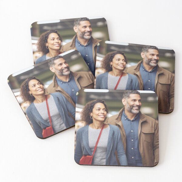 Item preview, Middle aged couple shopping in grocery store aisle, soft focused background copy space, AI generated designed and sold by dvoevnore.