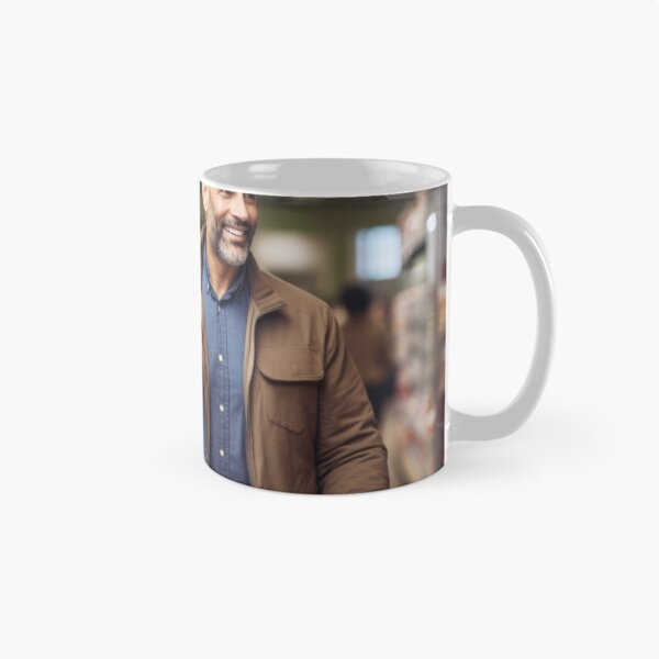 Item preview, Middle aged couple shopping in grocery store aisle, soft focused background copy space, AI generated designed and sold by dvoevnore.