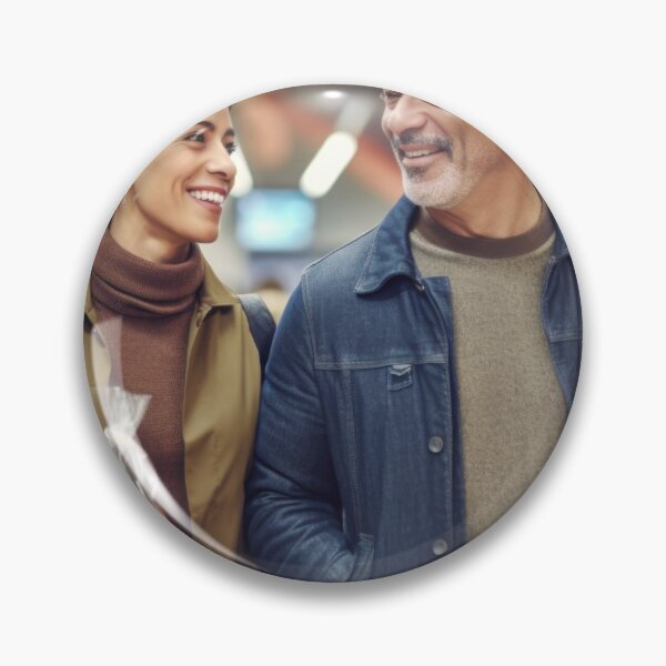 Item preview, Middle aged couple shopping in grocery store aisle, soft focused background copy space, AI generated designed and sold by dvoevnore.