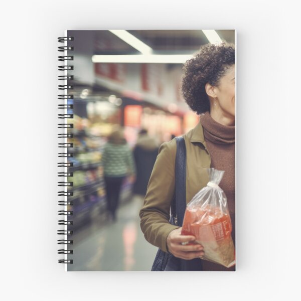 Item preview, Middle aged couple shopping in grocery store aisle, soft focused background copy space, AI generated designed and sold by dvoevnore.