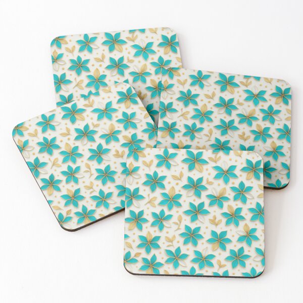 Item preview, Luxury Floral Pattern – Gold, Turquoise & White designed and sold by Bellassi.