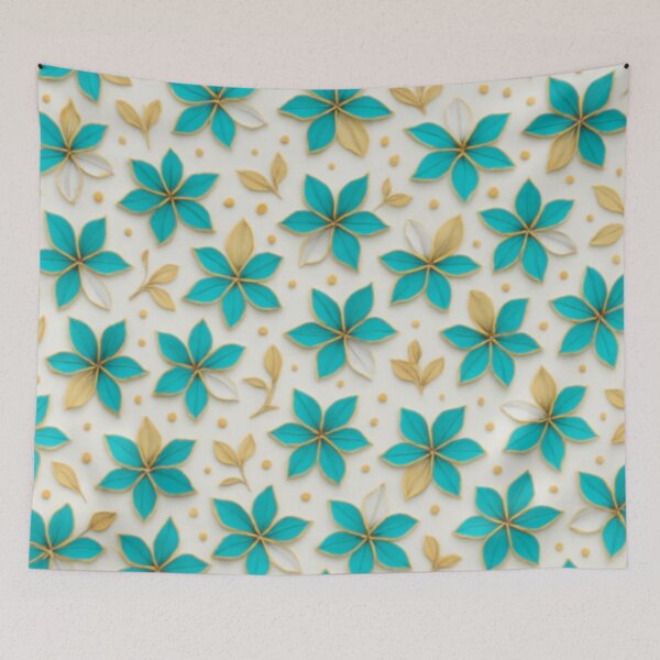 Item preview, Luxury Floral Pattern – Gold, Turquoise & White designed and sold by Bellassi.