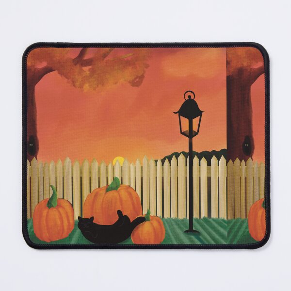 Item preview, Watercolor Autumn Scene Pumpkins and Black Cats designed and sold by HydrangeaDelMar.