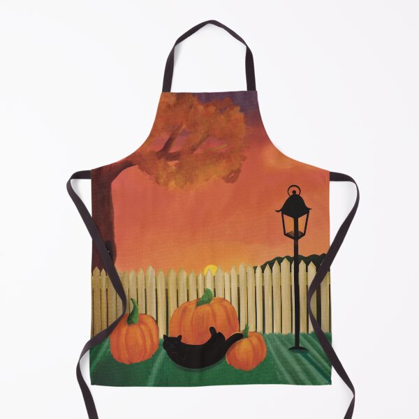 Item preview, Watercolor Autumn Scene Pumpkins and Black Cats designed and sold by HydrangeaDelMar.