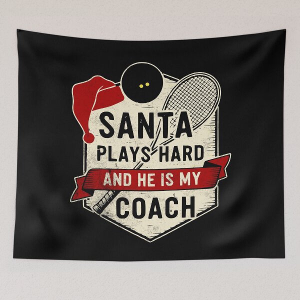 Item preview, Santa plays squash Christmas vintage style logo designed and sold by Graffik-Peeps.