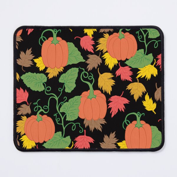 Item preview, Cottagecore Pumpkin Vines and Fall Leaves - Black Background designed and sold by DreamyDiversion.