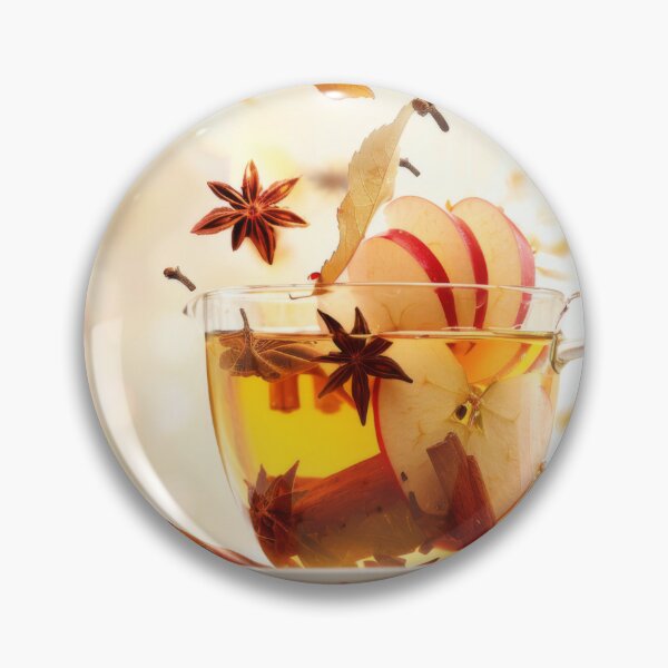 Artikelvorschau, Herbsttee mit Apfelscheiben, Preiselbeeren, Gewürzen, fallenden Zutaten in der Tasse, KI-generiert entworfen und verkauft von dvoevnore.