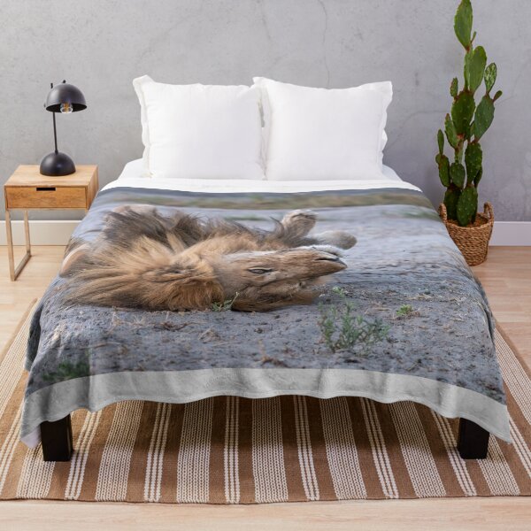 Item preview, The King at Rest – Playful Lion Rolling in the Savanna Dust designed and sold by DavideAntoniani.