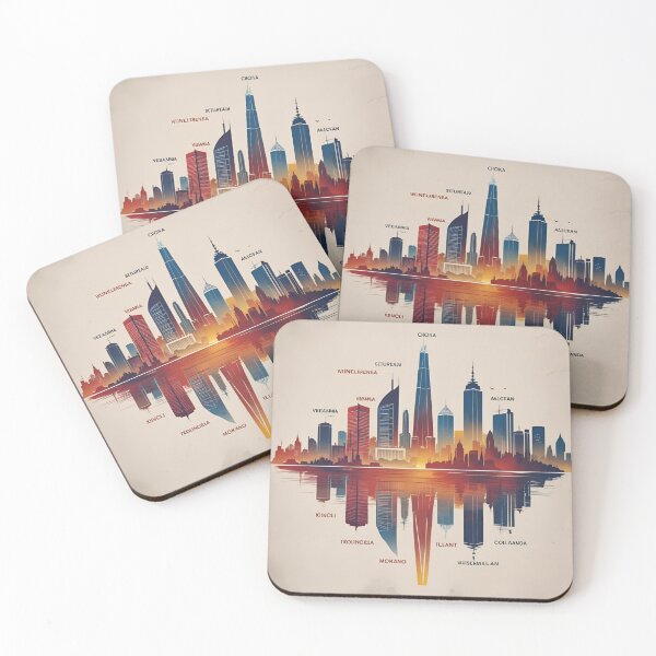 Item preview, Modern City Skyline Reflection – Futuristic Urban Sunset Design designed and sold by GrafteesGlow.