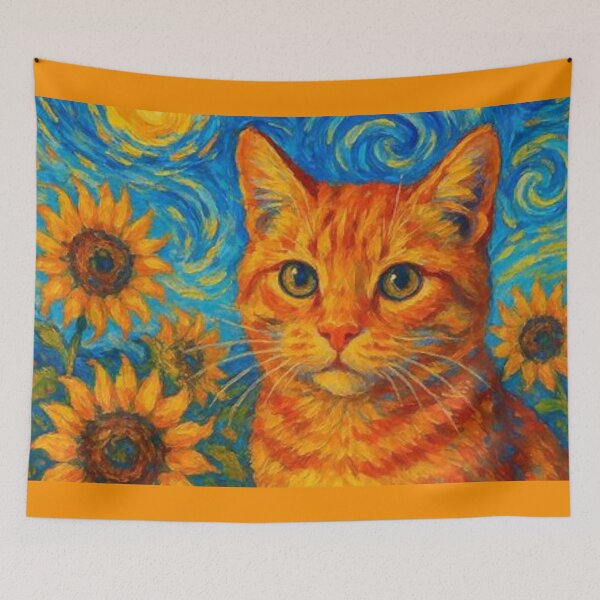 Item preview, Ginger Van Gogh Kitty designed and sold by TheMajesticMoo.