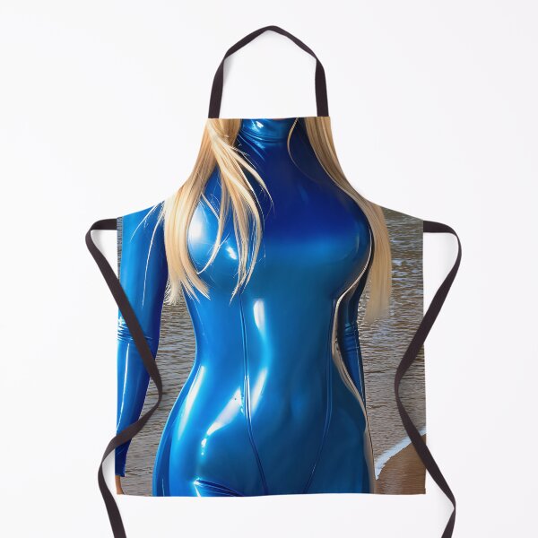 Item preview, Glossy Blue Latex Catsuit Walk on Secluded Beach designed and sold by Magic-Reality.