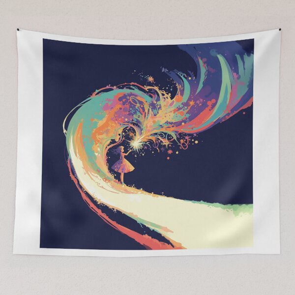Item preview, Girl Summoning Colorful Magic Wave designed and sold by Christian Weiss.