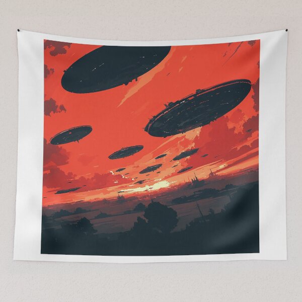 Item preview, UFO Swarm Invading Red Sky designed and sold by Christian Weiss.