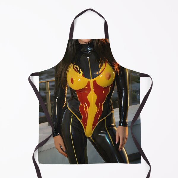 Item preview, Black Latex Flame Bodysuit at Rooftop Sunset designed and sold by Magic-Reality.