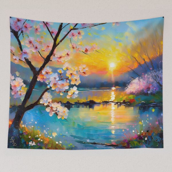 Item preview, Cherry Blossom Fantasy Lake Sunset designed and sold by Lee Hiller Designs.