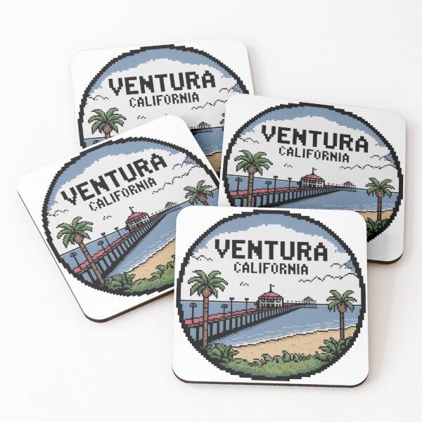 Item preview, Ventura California – Retro 8-Bit Pixel Art Round Design, Coastal Pier & Palm Trees Minimalist Travel Souvenir designed and sold by CircinusStore.