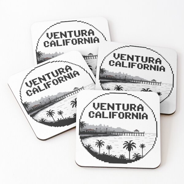 Item preview, Ventura California Pixel Art Skyline – Retro 8-Bit Black & White Design, Minimalist Coastal designed and sold by CircinusStore.