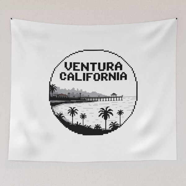 Item preview, Ventura California Pixel Art Skyline – Retro 8-Bit Black & White Design, Minimalist Coastal designed and sold by CircinusStore.