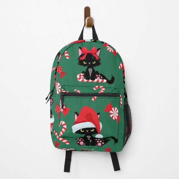 Item preview, Grumpy Black Christmas cat wearing santa hat designed and sold by BritishDelights.
