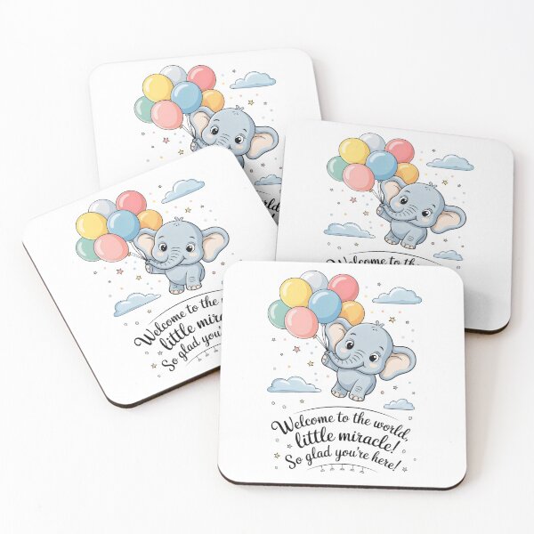 Item preview, Charming Elephant with Balloons Surrounded by Stars and Clouds designed and sold by SplashTastic.
