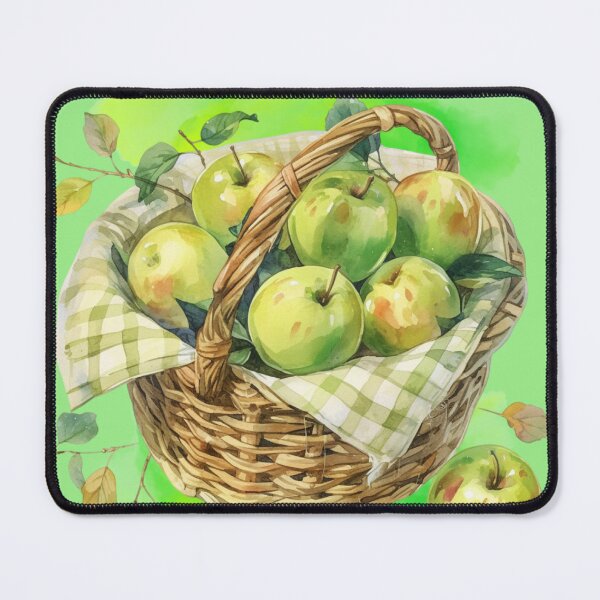 Item preview, Green Apple Basket | Botanical Watercolor Art designed and sold by Plantinum.