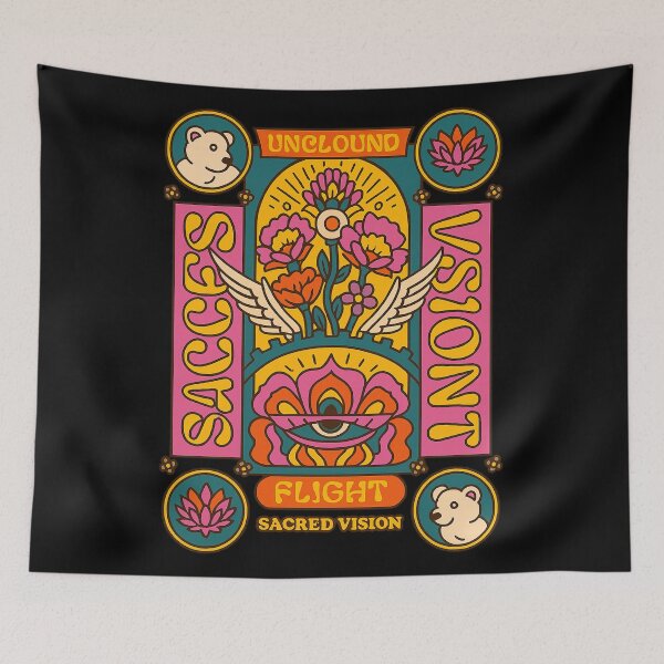 Item preview, Retro Psychedelic Sacred Vision Art – Colorful Boho Floral Eye Design with Mystical Hippie Vibes designed and sold by DrawHandArt.