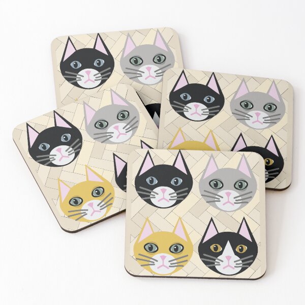 Item preview, 4 cats beige herringbone designed and sold by Mountain-Point.