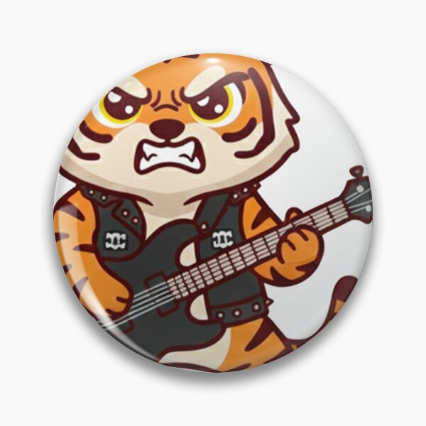 Item preview, Angry Rock Tiger Guitarist Sticker Chibi Metal Animal gift designed and sold by ThreadScapes.