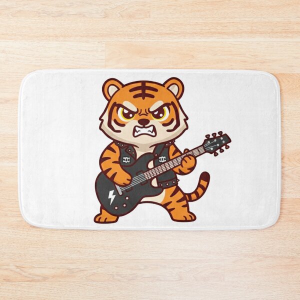 Item preview, Angry Rock Tiger Guitarist Sticker Chibi Metal Animal gift designed and sold by ThreadScapes.