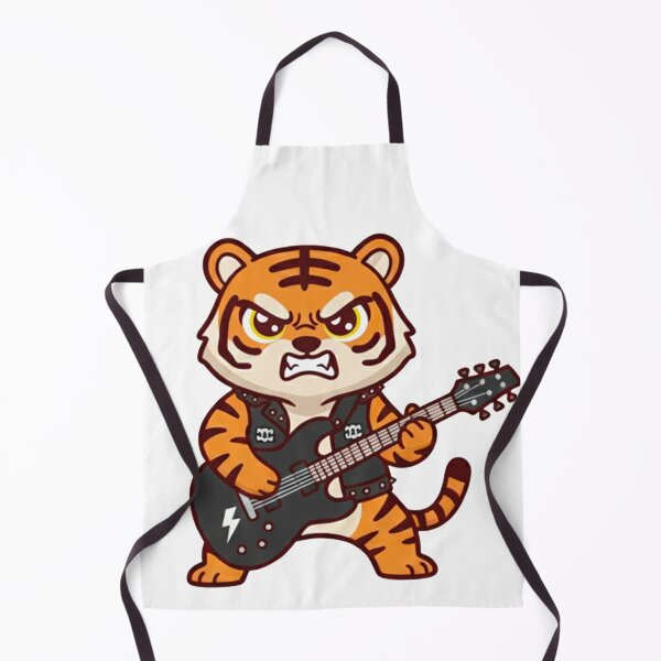 Item preview, Angry Rock Tiger Guitarist Sticker Chibi Metal Animal gift designed and sold by ThreadScapes.