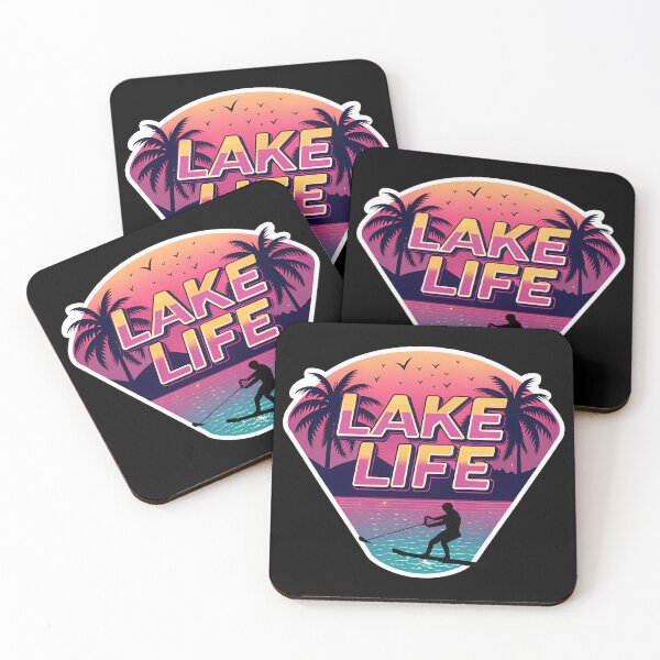 Item preview, Retro 80s Waterskiing  | Neon Sunset Lake Life Vaporwave Aesthetic designed and sold by VividOrganica.