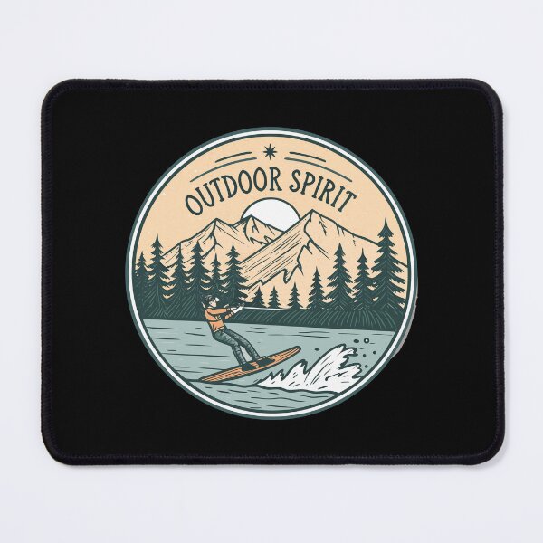 Item preview, Outdoor Spirit Waterskiing | Hand-Drawn Line Art Lake Badge Design designed and sold by VividOrganica.