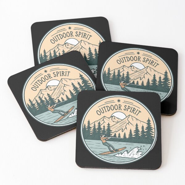 Item preview, Outdoor Spirit Waterskiing  | Hand-Drawn Line Art Lake Badge Design designed and sold by VividOrganica.